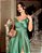 VESTIDO LONGO ZIBELINE OMBRO COM ALCINHA PEITO DRAPEADO COM FENDA  VERDE OLIVA - Imagem 3
