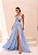 VESTIDO LONGO DE ALÇA LARGA DECOTE ARAMADO V CHIFON/SEDA AZUL SERENITE - Imagem 1
