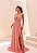 VESTIDO LONGO DE ALÇA LARGA DECOTE ARAMADO V CHIFON/SEDA ROSA CANELA - Imagem 1