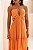 VESTIDO LONGO CREPE DE SEDA DECOTE ARMADO V DETALHE ABAIXO DO BUSTO LARANJA - Imagem 2
