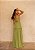 VESTIDO LONGO CREPE DE SEDA DECOTE ARMADO V DETALHE ABAIXO DO BUSTO VERDE OLIVA - Imagem 2