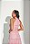 VESTIDO LONGO MICROTULE GOLA ALTA DETALHE NA CINTURA  ROSÉ - Imagem 1