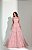 VESTIDO LONGO MICROTULE GOLA ALTA DETALHE NA CINTURA  ROSÉ - Imagem 4