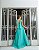 VESTIDO LONGO CREPE DE SEDA TOMARA QUE CAIA COM FAIXA NO PESCOÇO VERDE TIFFANY - Imagem 5