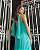 VESTIDO LONGO CREPE DE SEDA TOMARA QUE CAIA COM FAIXA NO PESCOÇO VERDE TIFFANY - Imagem 1