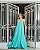VESTIDO LONGO CREPE DE SEDA TOMARA QUE CAIA COM FAIXA NO PESCOÇO VERDE TIFFANY - Imagem 4