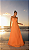 VESTIDO LONGO CREPE DE SEDA DECOTE ARMADO V ALCINHA LARANJA - Imagem 1
