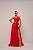 VESTIDO LONGO ZIBELINE TOMARA QUE CAIA PEITO DRAPEADO DETALHE ABAIXO DO BUSTO COM SAIA DE MICROTULE VERMELHO - Imagem 1