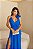 VESTIDO LONGO CHIFON COM TOQUE DE SEDA ALCINHA COM FLOR NA ALÇA AZUL ROYAL - Imagem 1