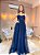VESTIDO LONGO MICROTULE DE ALCINHA COM CORPETE AZUL ROYAL - Imagem 1