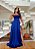 VESTIDO LONGO ZIBELINE TOMARA QUE CAIA PEITO DRAPEADO COM FENDA DETALHE ABAIXO DO BUSTO AZUL ROYAL - Imagem 1