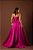 VESTIDO LONGO TAFETA ACETINADO TOMARA QUE CAIA COM MUITA CALDA E FENDA FUCSIA BL - Imagem 2