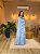 VESTIDO LONGO CREPE DE SEDA GOLA ALTA COM FLOR EM CAMADAS AZUL SERENITY - Imagem 2