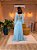 VESTIDO LONGO MICROTULE DECOTE V MANGA LONGA  AZUL SERENITE - Imagem 2