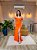 VESTIDO LONGO CREPE TOMARA QUE CAIA COM MANGUINHA OMBRO DETALHE FENDA LARANJA MD - Imagem 1