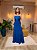 VESTIDO LONGO CHIFON COM BUSTO 3D FLORES DE SEDA E SAIA 3 MARIAS AZUL ROYAL MD - Imagem 1