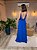 VESTIDO LONGO CREPE DE SEDA DE ALCINHA COM DETALHE DRAPEADO NO BUSTO AZUL ROYAL - Imagem 5