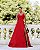 VESTIDO LONGO ZIBELINE DE ALCINHA DRAPEADO NO PEITO COM FENDA  VERMELHO - Imagem 1