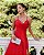 VESTIDO LONGO ZIBELINE DE ALCINHA DRAPEADO NO PEITO COM FENDA  VERMELHO - Imagem 2