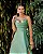 VESTIDO LONGO ZIBELINE DE ALCINHA DRAPEADO NO PEITO COM FENDA  VERDE TIFANY - Imagem 1