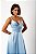 VESTIDO LONGO ZIBELINE DE ALCINHA DRAPEADO NO PEITO COM FENDA  AZUL SERENITY - Imagem 1