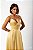 VESTIDO LONGO ZIBELINE DE ALCINHA DRAPEADO NO PEITO COM FENDA AMARELO MANTEIGA - Imagem 2