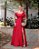 VESTIDO LONGO ZIBELINE UM OMBRO SÓ COM LAÇO DETALHE ABAIXO DO BUSTA COM FENDA  VERMELHO - Imagem 2