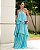 VESTIDO LONGO CREPE DE SEDA FRENTE UNICA SAIA TRÊS MARIAS  VERDE TIFFANY - Imagem 1