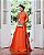 VESTIDO LONGO ZIBELINE TOMARA QUE CAIA DETALHE ABAIXO DO BUSTA COM FENDA  CORAL - Imagem 1