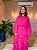 VESTIDO LONGO CHIFON COM MANGA LONGA DRAPEADO BUSTO E BABADO VERTICAL SAIA PINK - Imagem 2
