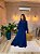 VESTIDO LONGO CHIFON COM CAPA REMOVIVEL E ALÇA FINA SAIA BABADO AZUL MARINHO - Imagem 1
