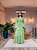 VESTIDO LONGO CHIFFON DECOTE V MANGA LONGA COM BABADOS VERDE MENTA - Imagem 1