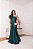 VESTIDO LONGO ZIBELINE UM OMBRO SÓ COM LAÇO SEREIA  VERDE ESMERALDA - Imagem 3