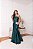 VESTIDO LONGO ZIBELINE UM OMBRO SÓ COM LAÇO SEREIA  VERDE ESMERALDA - Imagem 1