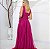 VESTIDO LONGO MICROTULE SAIA EM CAMADAS VERTICAIS ALÇA LARGA RECORTES LATERAL FUCSIA - Imagem 2