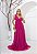 VESTIDO LONGO MICROTULE SAIA EM CAMADAS VERTICAIS ALÇA LARGA RECORTES LATERAL FUCSIA - Imagem 1