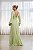 VESTIDO LONGO CREPE DE SEDA MANGA LONGA DECOTE V  VERDE LIMA - Imagem 3