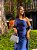 VESTIDO LONGO PRADA COM ELASTANO UM OMBRO SÓ COM ECHARPE AZUL MARINHO - Imagem 1