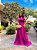 VESTIDO LONGO SEDA GOLA BOBA AMARRAÇÃO COSTA FUCSIA - Imagem 2