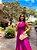 VESTIDO LONGO SEDA GOLA BOBA AMARRAÇÃO COSTA FUCSIA - Imagem 1