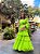 VESTIDO LONGO CREPE DE SEDA MANGA LONGA SAIA COM CAMADAS COSTAS VAZADA VERDE LIMA - Imagem 1