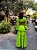 VESTIDO LONGO CREPE DE SEDA MANGA LONGA SAIA COM CAMADAS COSTAS VAZADA VERDE LIMA - Imagem 2