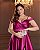 VESTIDO LONGO ZIBELINE ALCINHA  DETALHE ABAIXO DO BUSTA DRAPEADO COM FENDA FUCSIA - Imagem 1