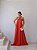 VESTIDO LONGO CHIFFON GOLA ALTA COM FITA TERRA COTA - Imagem 1