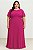 VESTIDO LONGO CREPE DE SEDA DECOTE REDONDO COM CAPA SAIA PLISSADA FUCSIA - Imagem 1