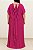 VESTIDO LONGO CREPE DE SEDA DECOTE REDONDO COM CAPA SAIA PLISSADA FUCSIA - Imagem 2