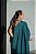VESTIDO LONGO ACETINADO ESTILO CORPETE BUSTO ESTRUTURADO GOLA BORDADA  VERDE PETROLEO  ST - Imagem 3