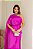 VESTIDO LONGO ACETINADO ESTILO CORPETE BUSTO ESTRUTURADO GOLA BORDADA FUCSIA  ST - Imagem 2