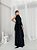 VESTIDO LONGO ACETINADO ESTILO CORPETE BUSTO ESTRUTURADO GOLA BORDADA PRETO  ST - Imagem 2