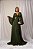 VESTIDO LONGO CREPE DE SEDA MANGA MORCEGO PLISSADA COSTAS VAZADA VERDE OLIVA  AXEL - Imagem 1